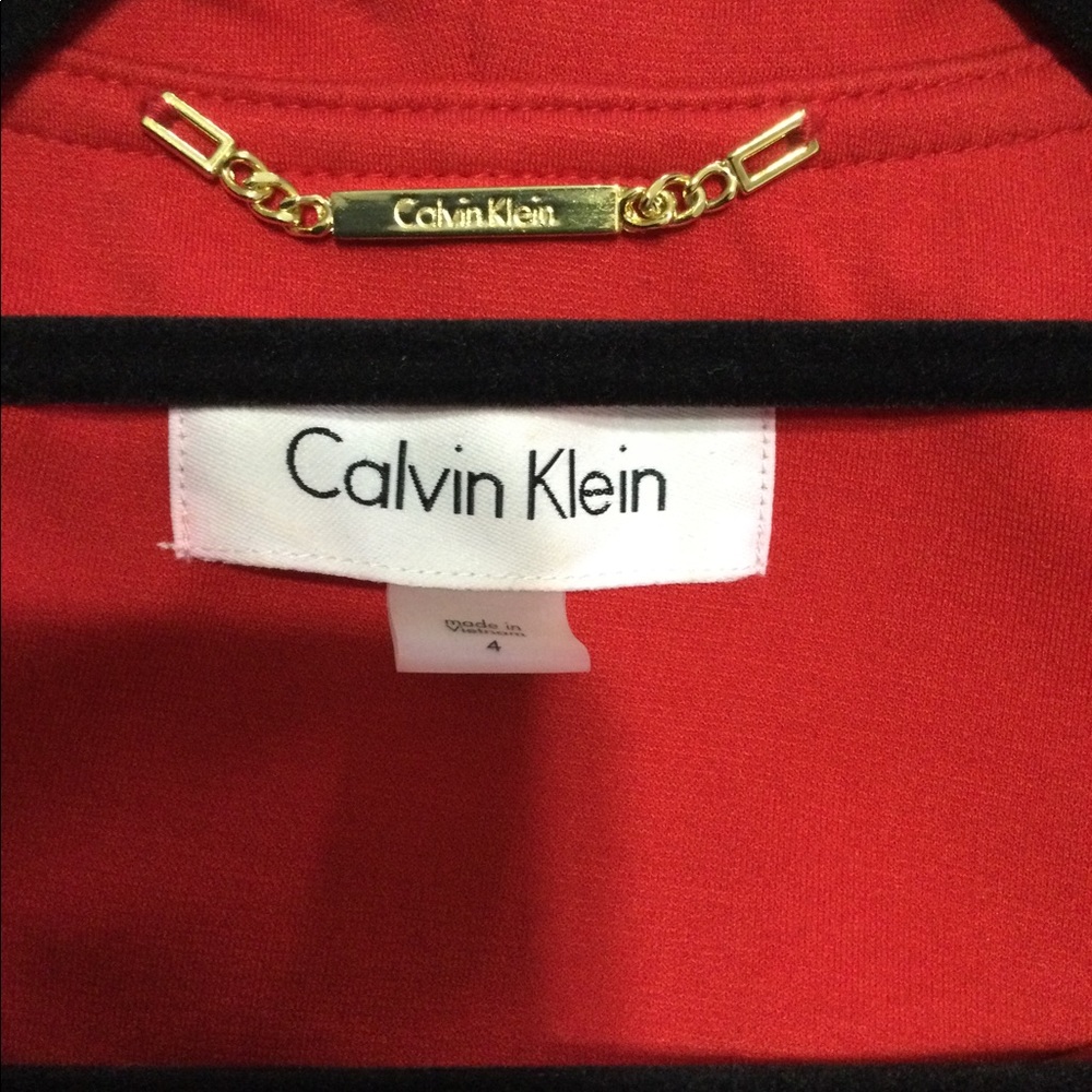 Calvin Klein Red Ruffled Draped Front Blazer 4 - Picture 3 of 3